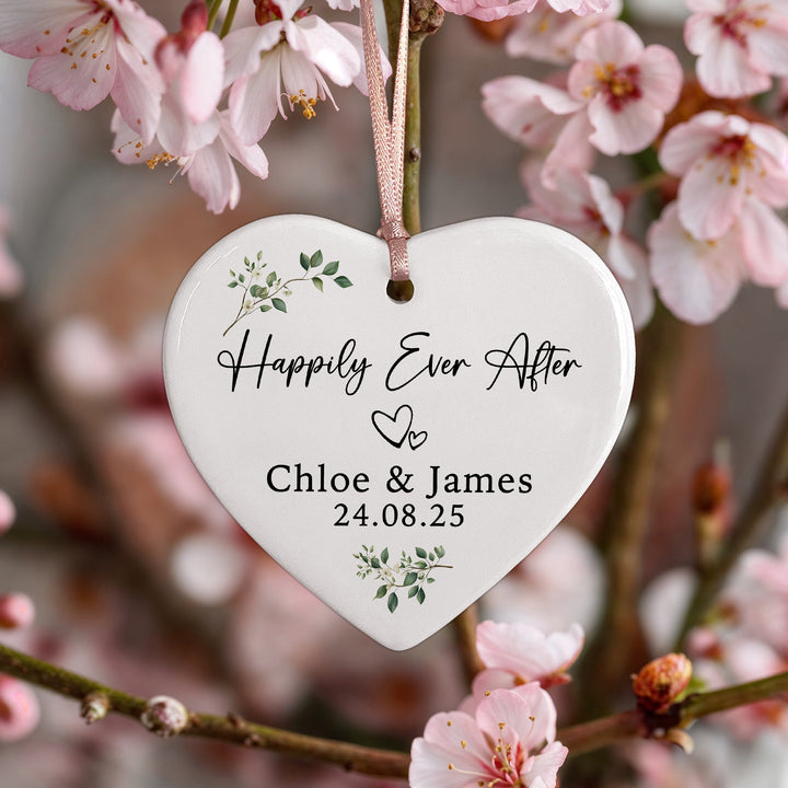 Ceramic Heart Ornament "Happily Ever After"