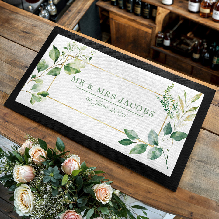 Rubber Bar Mat - Floral Wedding