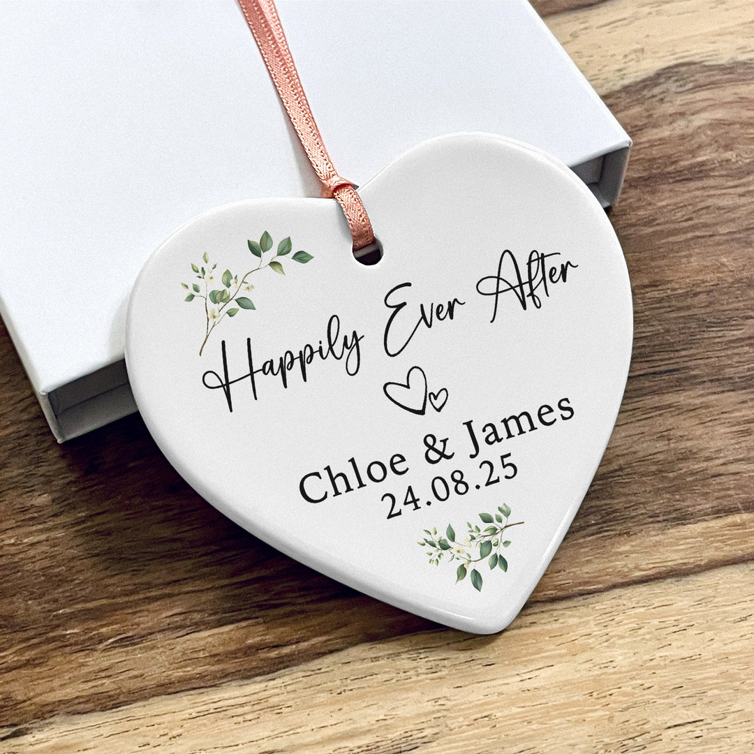 Ceramic Heart Ornament "Happily Ever After"