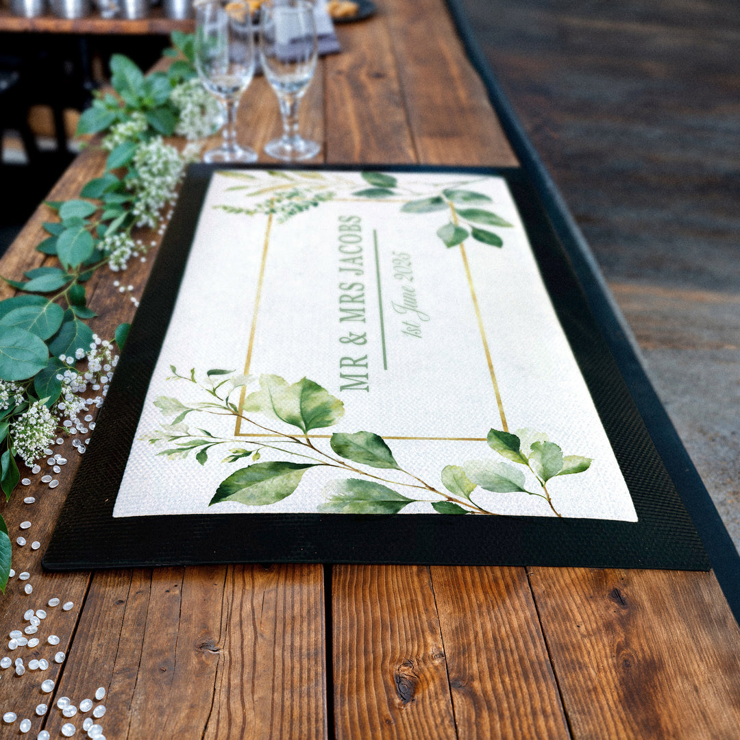 Rubber Bar Mat - Floral Wedding